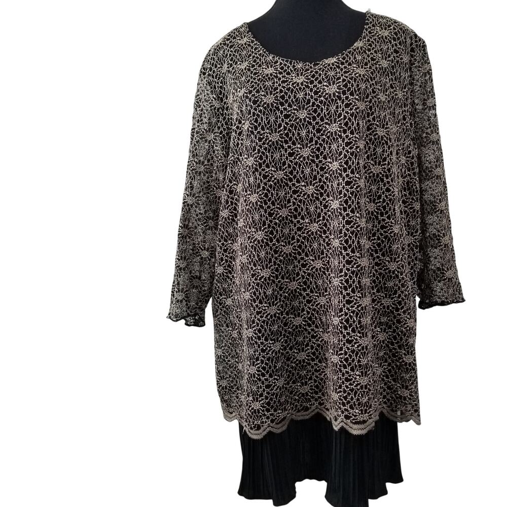 CJ Banks, Plus Size (see Measurements) Black & Gold Evening Layered Top